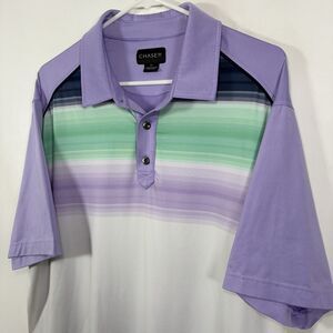Chase 54 Golf Polo Shirt Mens Size XL Purple Green White Colorblock Performance